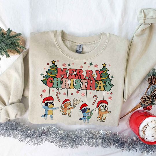 Discover Christmas Blu.ey Family Sweatshirt Merry Christmas Blu.ey Family Sweatshirt