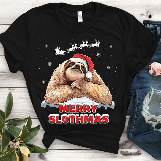 Discover Merry Slothmas Shirt - Funny Sloth Christmas Tshirt