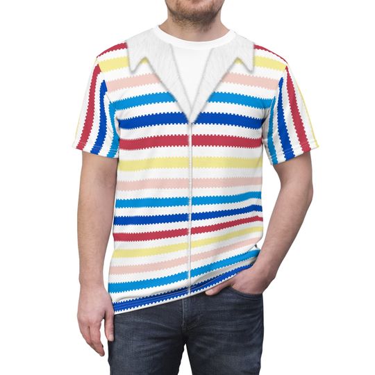 Discover Allan Colorful Striped Costume, Beach Rainbow Outfit, Hawaiian Men Doll Shirt