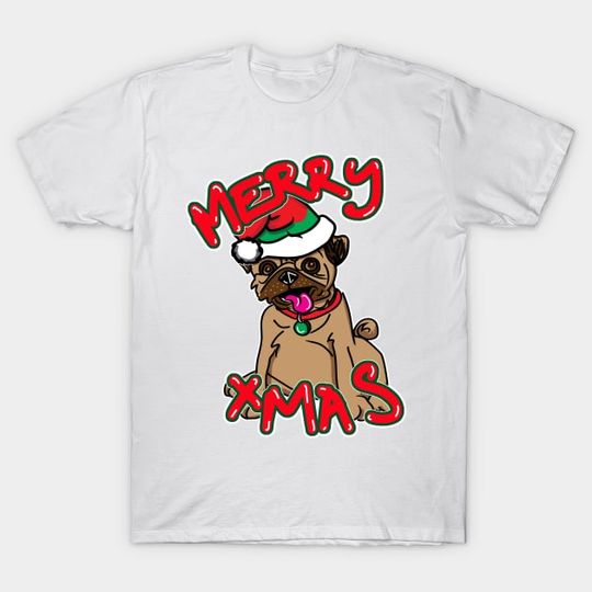 Discover Merry Christmas Pug Dog - Pug - T-Shirt