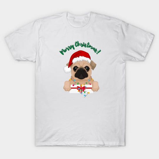 Discover Festive Christmas Pug T-Shirt