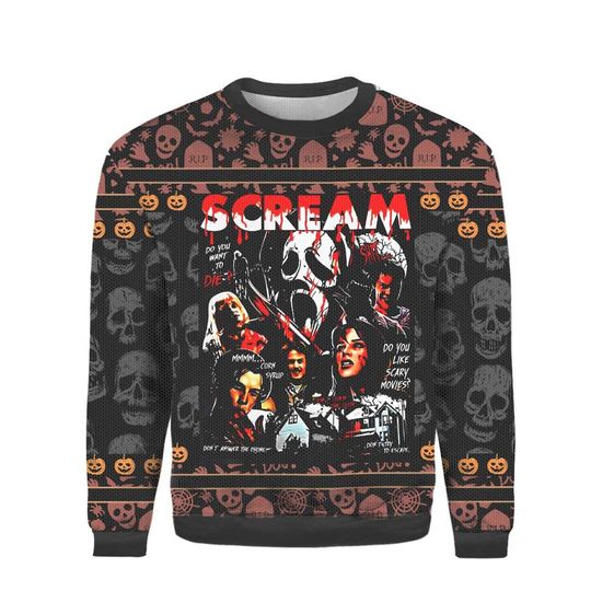 Discover Vintage Scream Ghostface Ugly Christmas Sweater