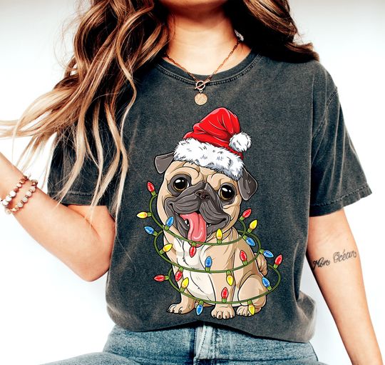 Discover Christmas Pug Shirt, Pug Mom Shirt, Dog Mom Christmas Shirt