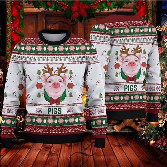 Discover Pig Christmas Ugly Sweater, Funny Pig Christmas Ugly Sweater