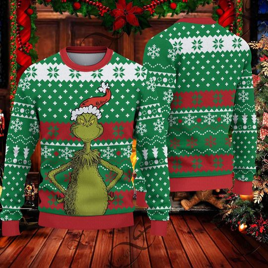 Discover Santa funny character Mean One Christmas Ugly Sweater