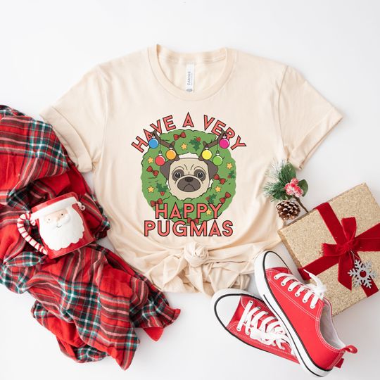 Discover Happy Pugmas pug christmas shirt
