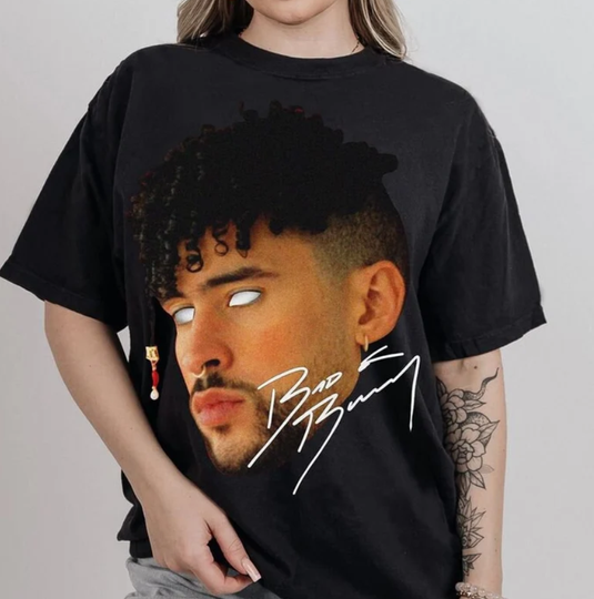 Discover Bad Bunny T-Shirt, Big Face Rap Shirt, Bad Bunny Bootleg Rap