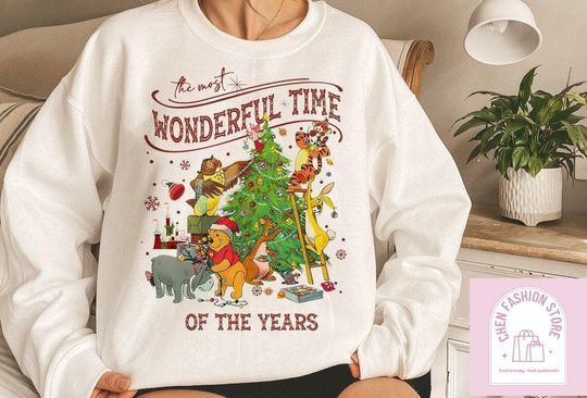 Discover 90s Pooh The Most Wonderfull Time Christmas Sweatshirt