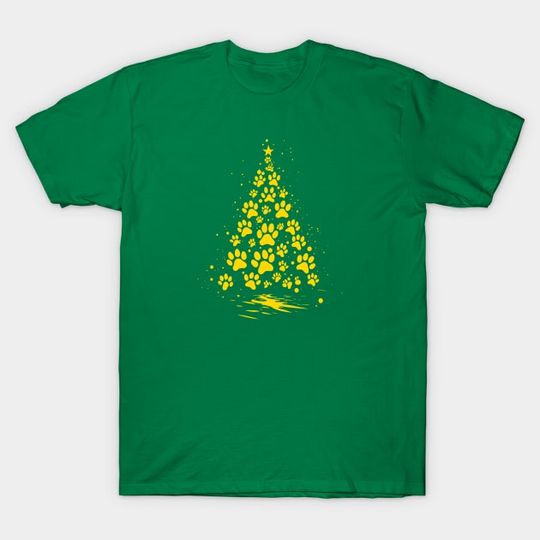 Discover Dog Lover Paw Print Christmas Tree- Dog Lover Christmas - T-Shirt