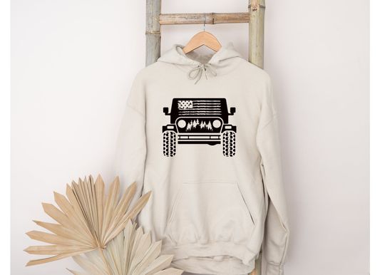 Discover American Offroad Hoodie, Offroad Forest Hoodie, USA Flag Hoodie