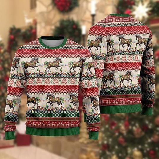 Discover Horse Lovers Ugly Christmas Sweaters - Xmas Horse Mens Sweater