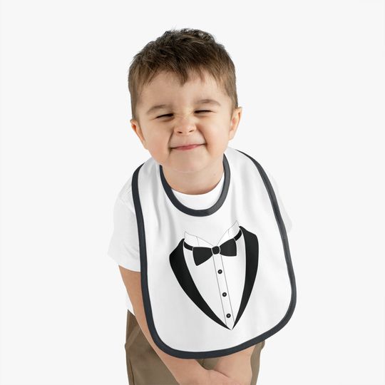 Discover Tuxedo Design 100% Cotton Baby Bib with Velcro Closure