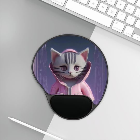 Discover Lovely kitten Mouse Pad With Wrist Rest