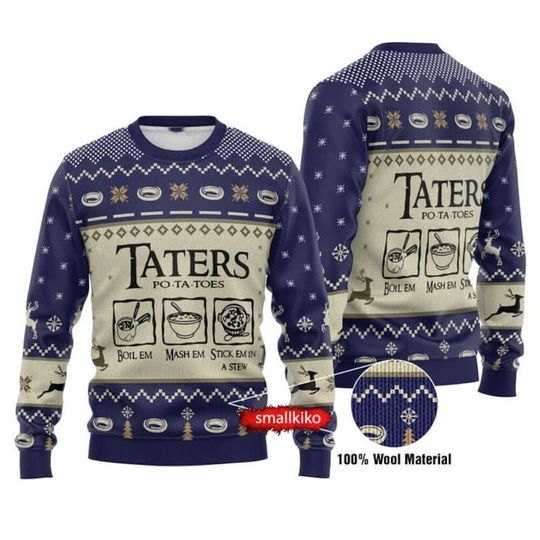 Discover Taters Potatoes Ugly Christmas Sweater, Xmas Sweater