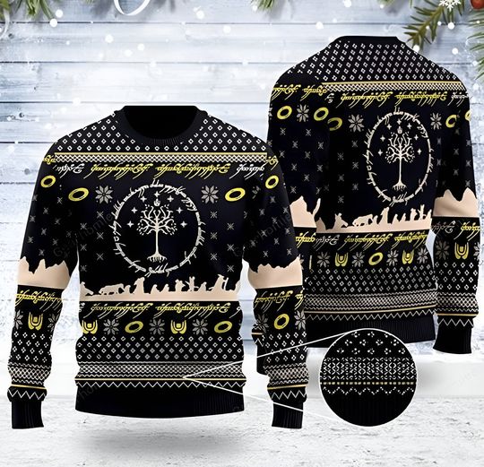 Discover LOTR Christmas Ugly Sweater Knitted, LOTR Movies Ugly Sweater