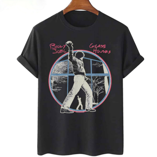 Discover Vintage Billy Joel Unisex Short Sleeve Black Cotton T-shirt
