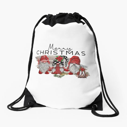 Discover Merry Christmas Funny Gnomes Xmas Holidays Drawstring Bag