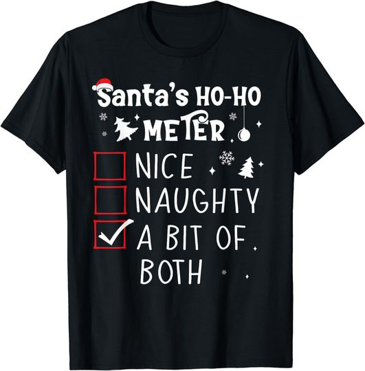 Discover Nice Naughty a Bit of Both Christmas List Santa Claus Funny T-Shirt