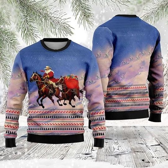 Discover Cowboy Christmas Sweaters Horse Ugly Christmas Sweater