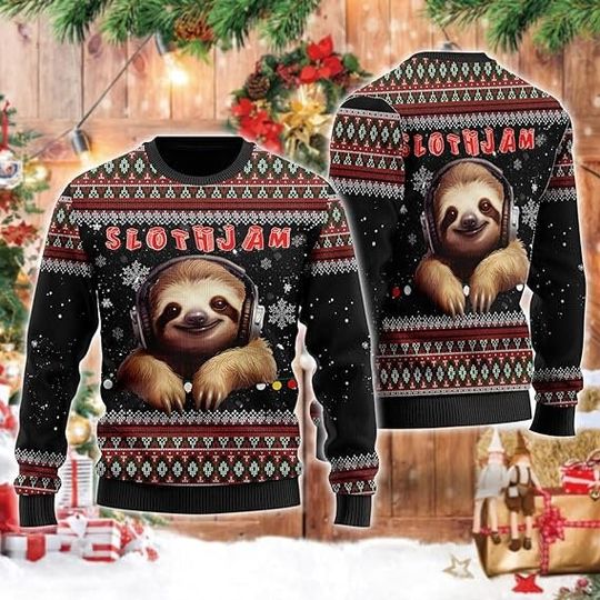 Discover Ugly Christmas Sweater for Women, Xmas Sloth Mens Funny Ugly Sweater