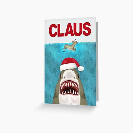 Discover Funny Christmas Santa Claus Shark Reindeer Humor Greeting Card