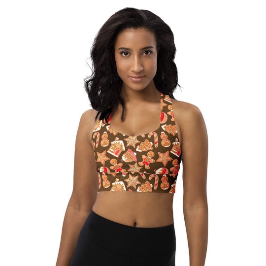 Discover Christmas Women Bra, Colorful Sports Bra, Gingerbread Cookies Printed Bra,Christmas Gifts