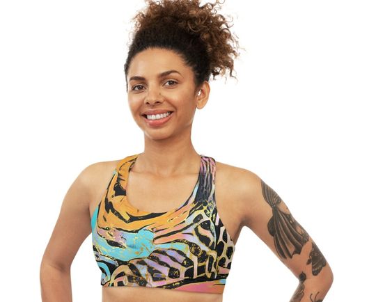 Discover Animal Print Sports Bra Leopard Printed