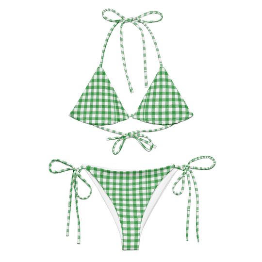 Discover Green Gingham Women's Sling Bikini Swimsuits
