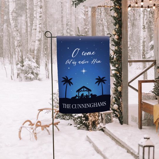 Discover Come Let Us Adore Him Flag | Religious Christmas Garden Decor