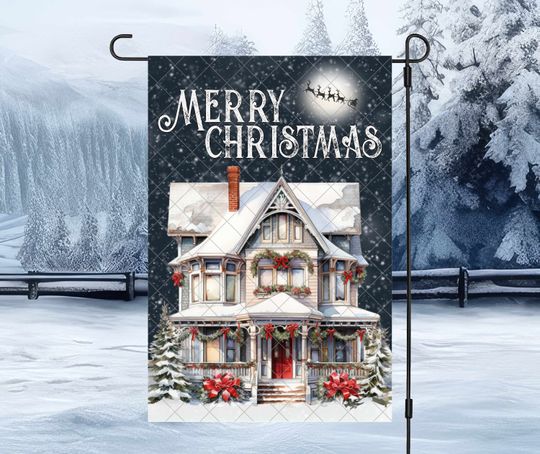 Discover Snowy Christmas Scene Garden Flag