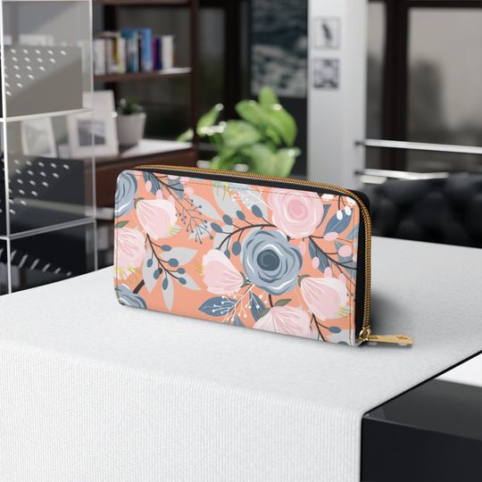 Discover Pastel color, Boho floral wallet, womens zipper wallet, cute aesthetic wallet