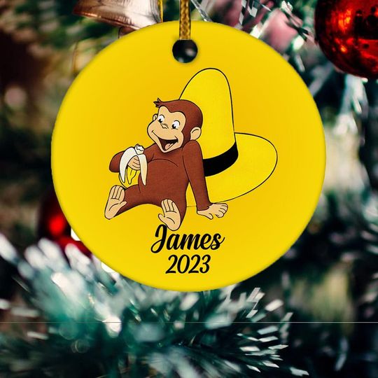 Discover Personalized Curious George Christmas Ornament, Curious George 2023 Ornament
