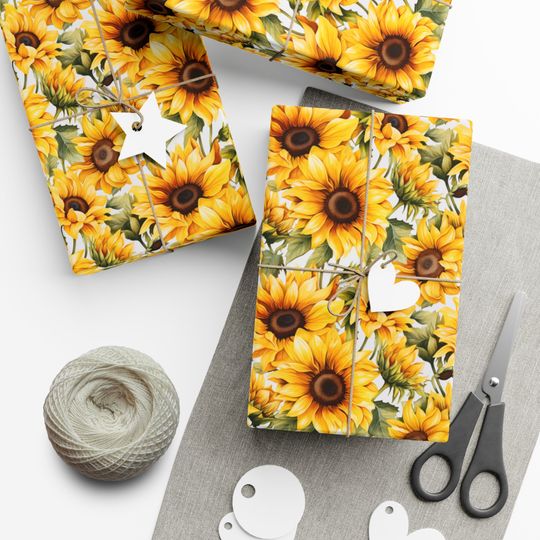 Discover Sunflower Wrapping Paper, Sunflower Gift Wrapping