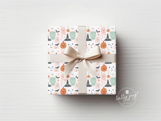Discover Spooky Gift Wrap, Halloween Wrapping Paper, Cute Pumpkin Season Wrapping Paper