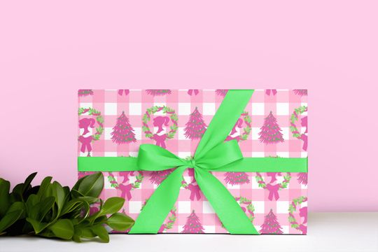Discover Pink doll christmas wrapping paper