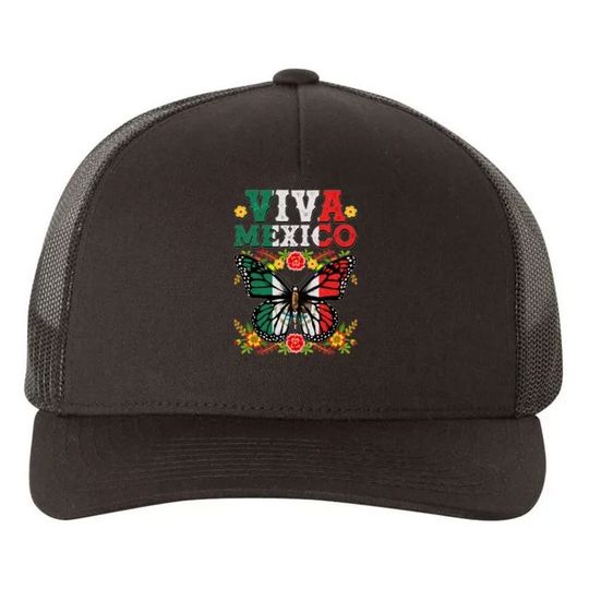 Discover Viva Mexico Mexican Independence Day Butterfly Trucker Hat