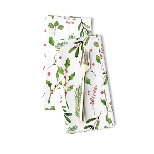 Discover Branches Berries Holly Cloth Napkins