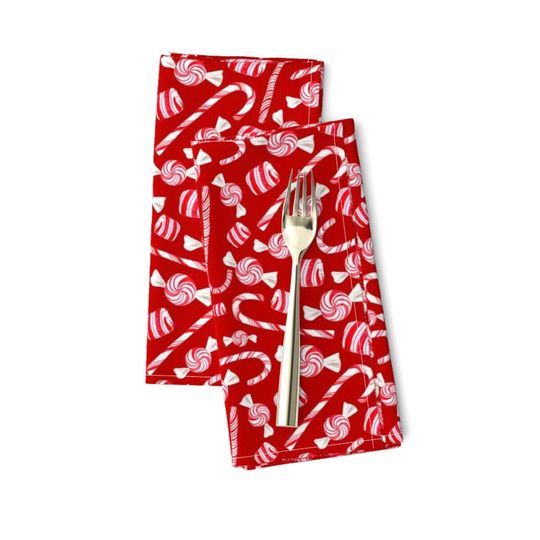 Discover Red Holiday Peppermint Christmas Candy Napkins