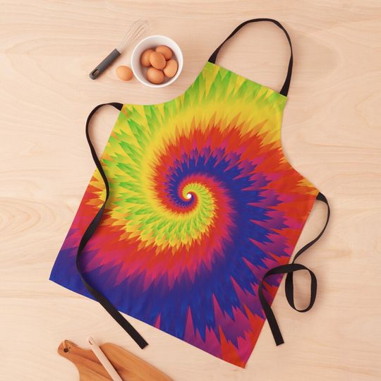 Discover Rainbow Spiral Tie Dye Kitchen Apron