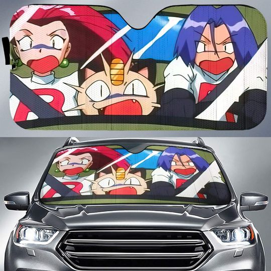 Discover Pocket Monster Anime Car Sunshade, Anime Team Funny Scene