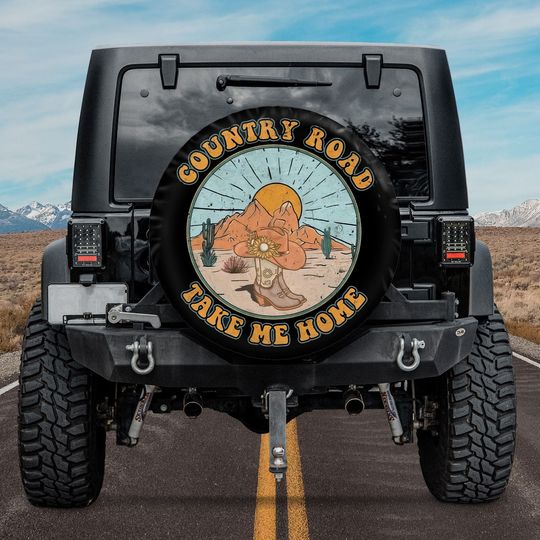 Discover Mountains Country Road Take Me Home Spare Tire Cover
