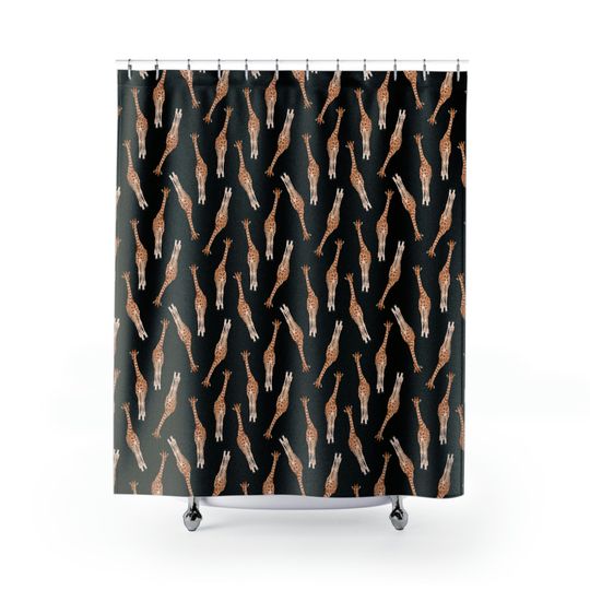 Discover Vintage Giraffe Pattern Black Shower Curtains