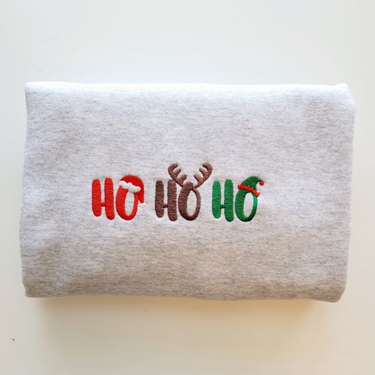 Discover Embroidered Ho Ho Ho Christmas Sweatshirt