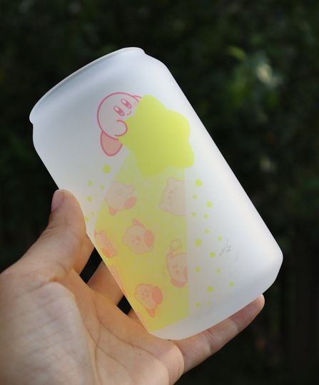 Discover Kirb Star Glass Can  | Anime Drinkware  | Anime Glass Can
