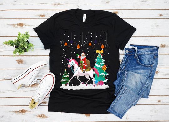 Discover Ugly Santa Riding Unicorn Christmas T-Shirt fo