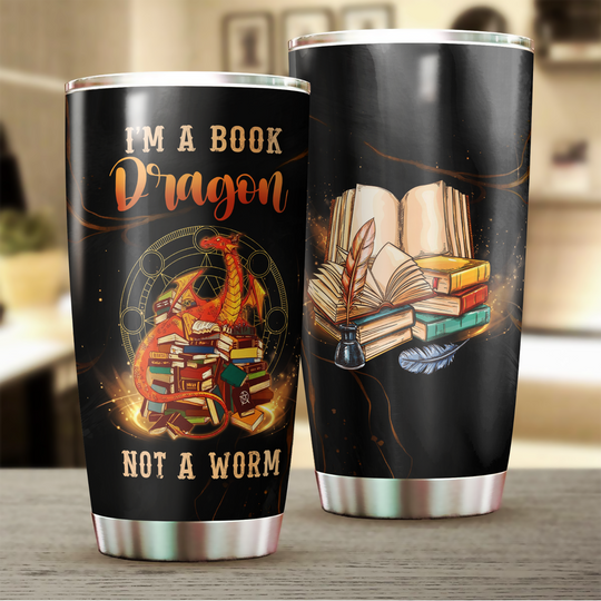 Discover Personalized Gifts Tumbler  I'm A Book Dragon Not A Worm Dragon Lover Tumb