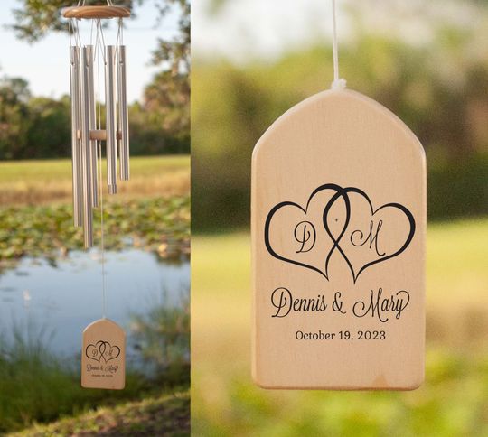 Discover Personalized Two Hearts Wind Chimes