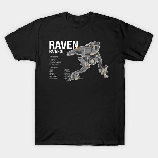 Discover Mechwarrior Raven RVN-3L Black - Mechwarrior - T-Shirt