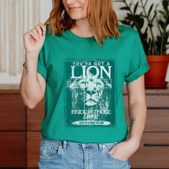 Discover Lion In Those Lungs Christian T-shirt, Christian Faith Shirt, Gratitude Brandon Lake Shirt