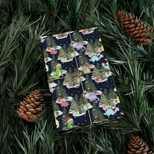 Discover Cute Dinosaur Christmas Wrapping Paper